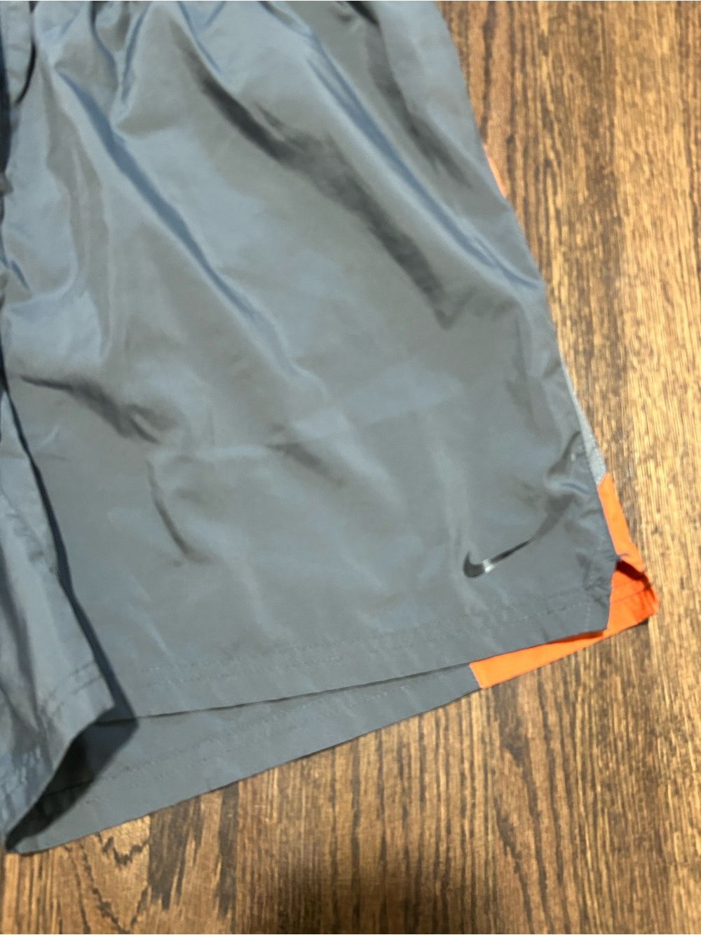 Nike Fit Dry Gray Orange Lined Running Shorts Men’s Large Athletic - Picture 3 of 7